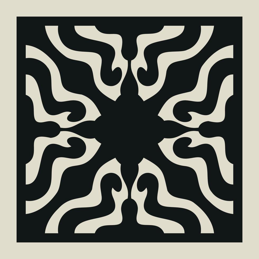 Laser cut vector Decotative panel. Cutout silhouette with geometric Ornament Pattern. Square Template for cnc cutting, panels of wood, metal, paper, plastic