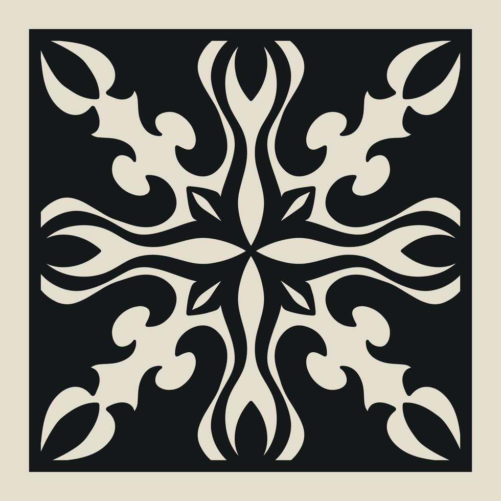 Laser cut vector Decotative panel. Cutout silhouette with geometric Ornament Pattern. Square Template for cnc cutting, panels of wood, metal, paper, plastic