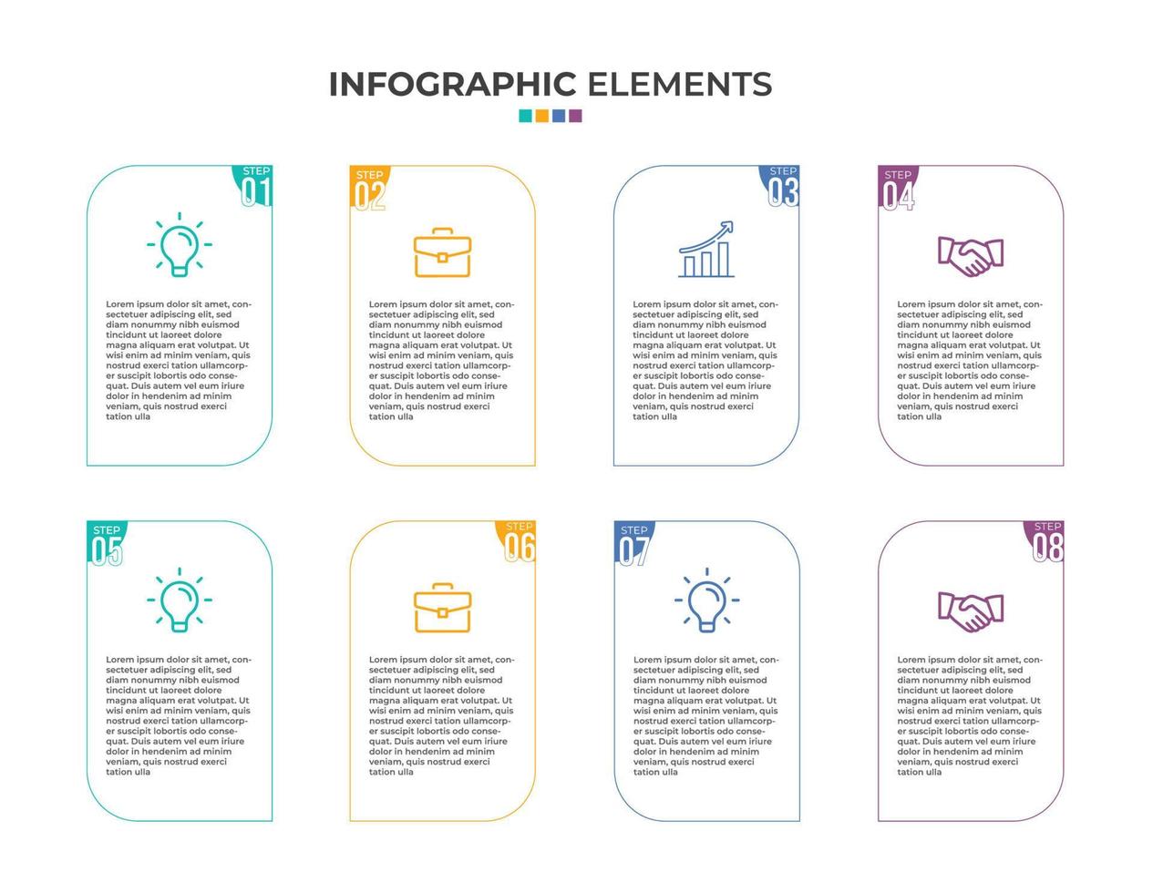 8 steps infographics vector