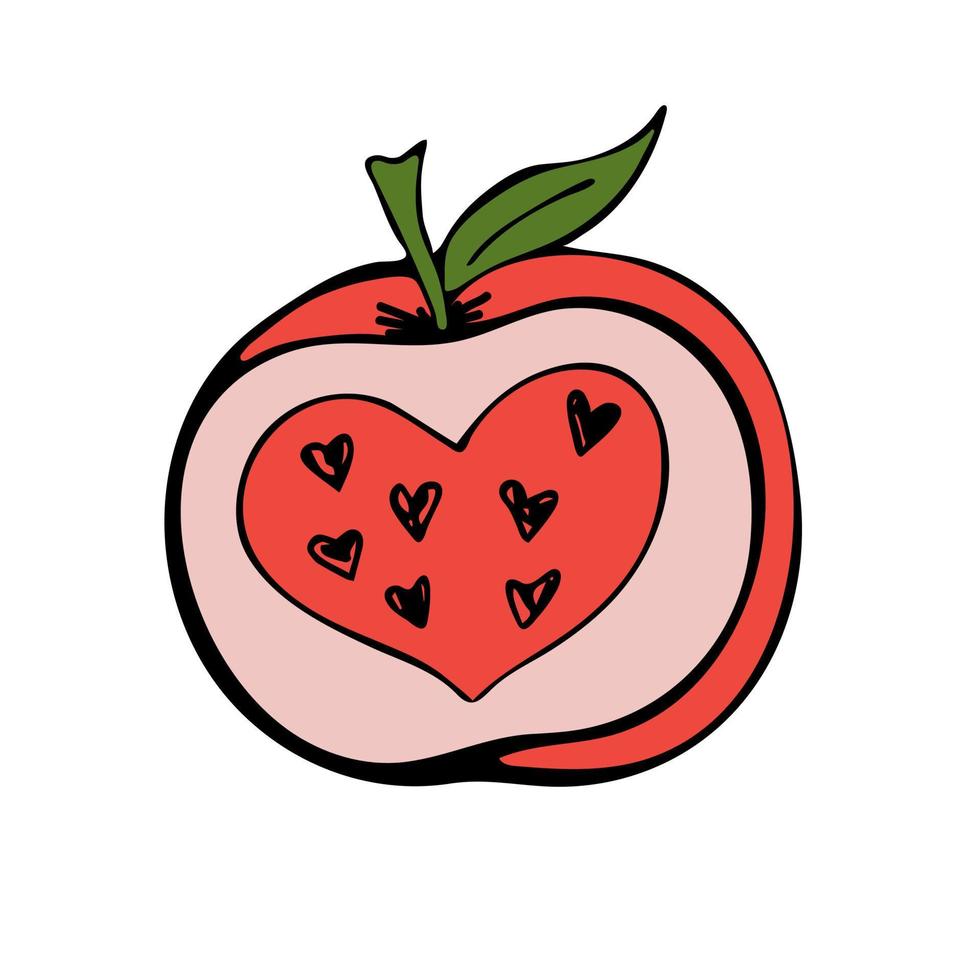 Apple in heart shape. vector