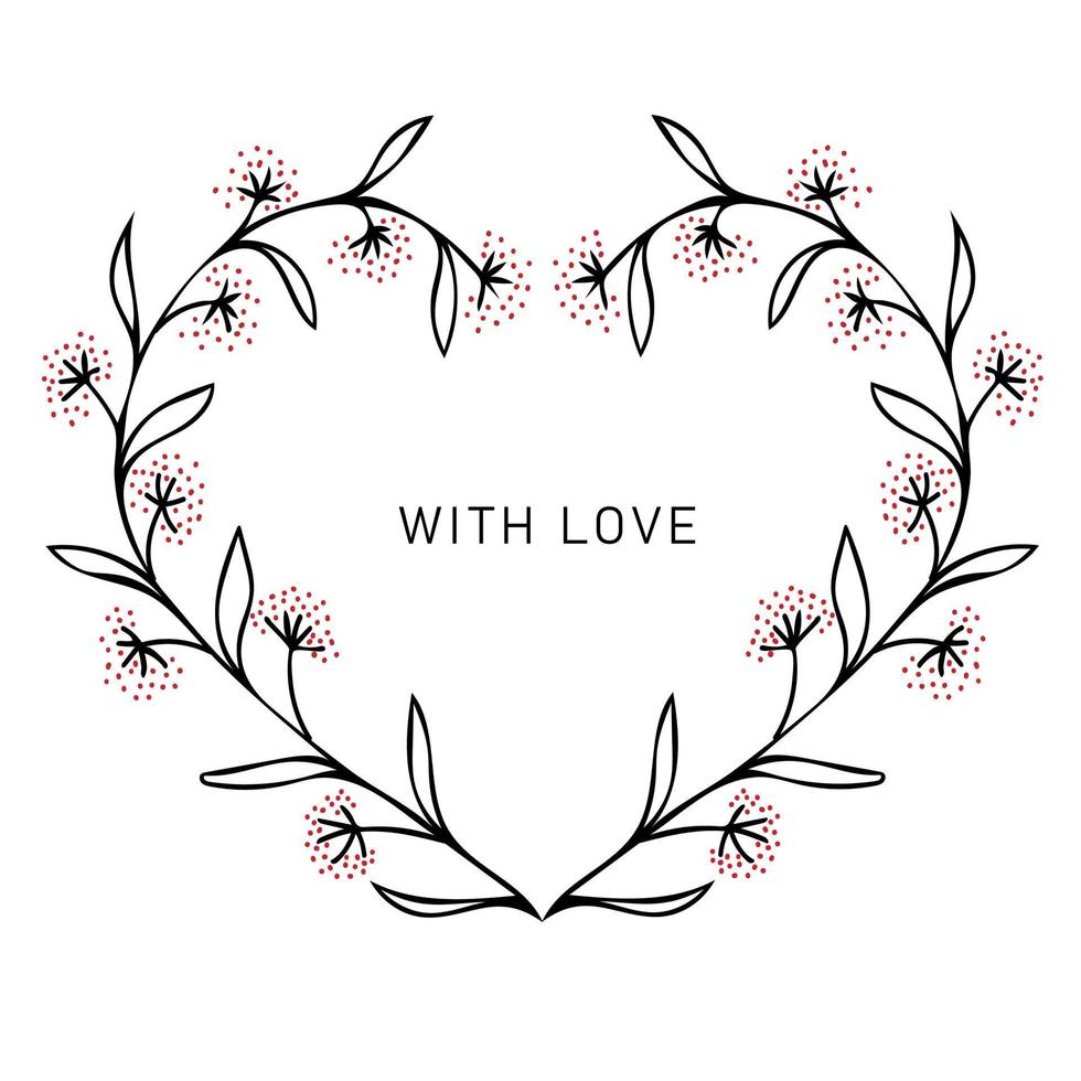 Floral heart shape frame design vector
