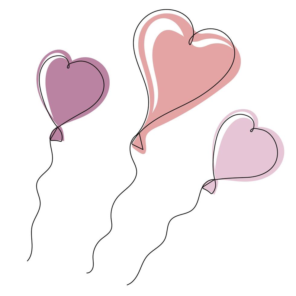 Set of balloons in heart shape for birthday, valentines day and party vector