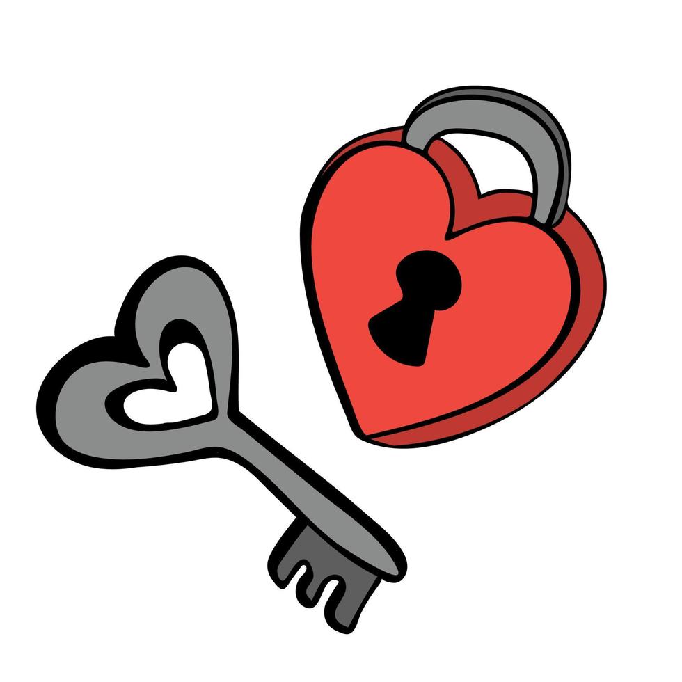 Key and lock in heart shape vector