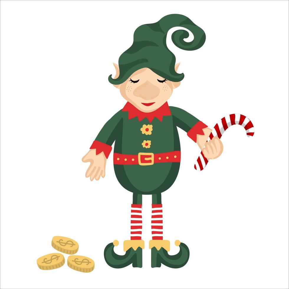 Little christmas elf isolated on white background vector