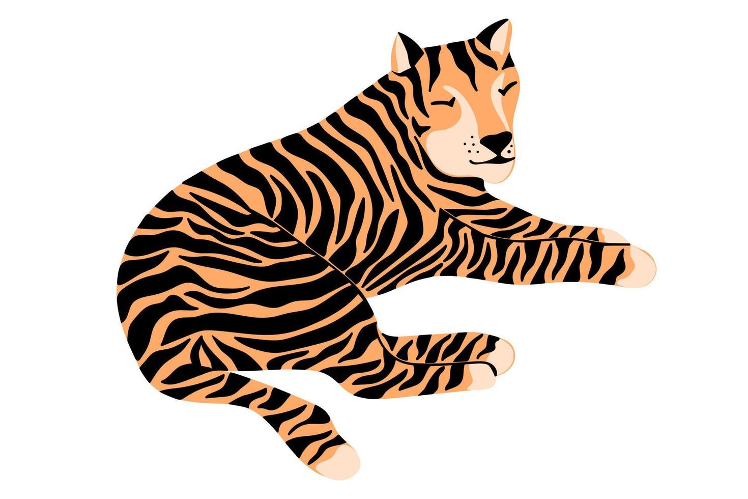 lindo tigre dibujado a mano aislado sobre fondo blanco vector