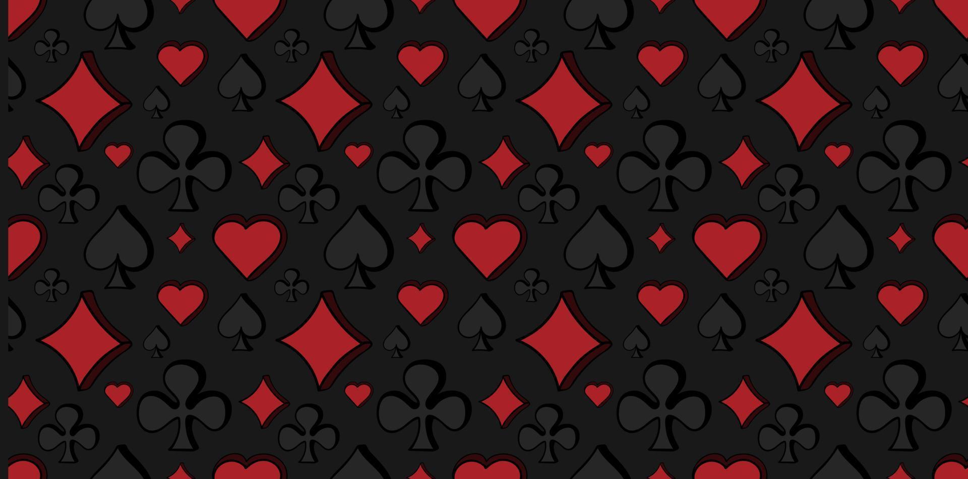 Seamless pattern with four card suits on black background 16123121