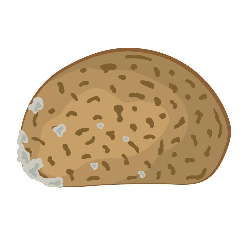 Hand-drawn piece of bread with mold isolated on white background vector