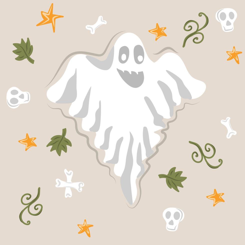 Cute ghost in doodle style vector