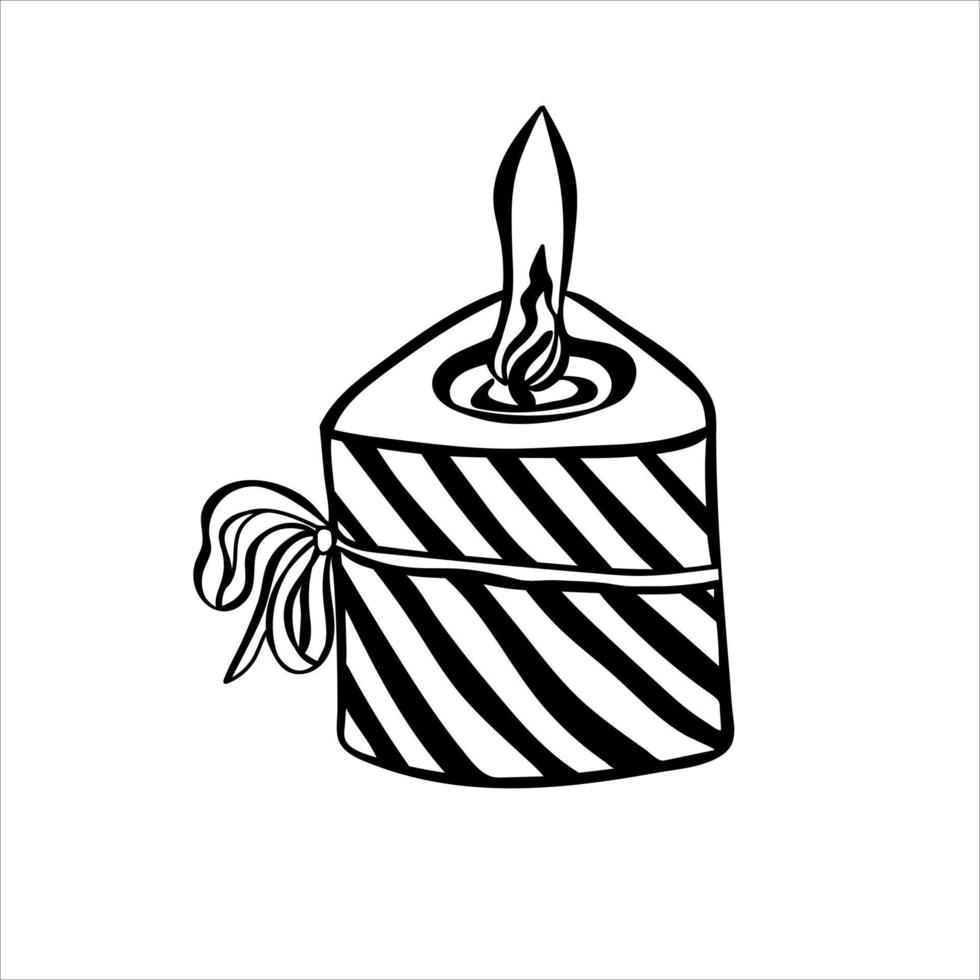 Hand drawn burning candle  in doodle style isolated on white background vector