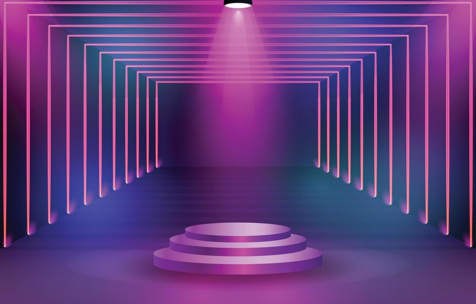 Neon Lights with Podium Background vector