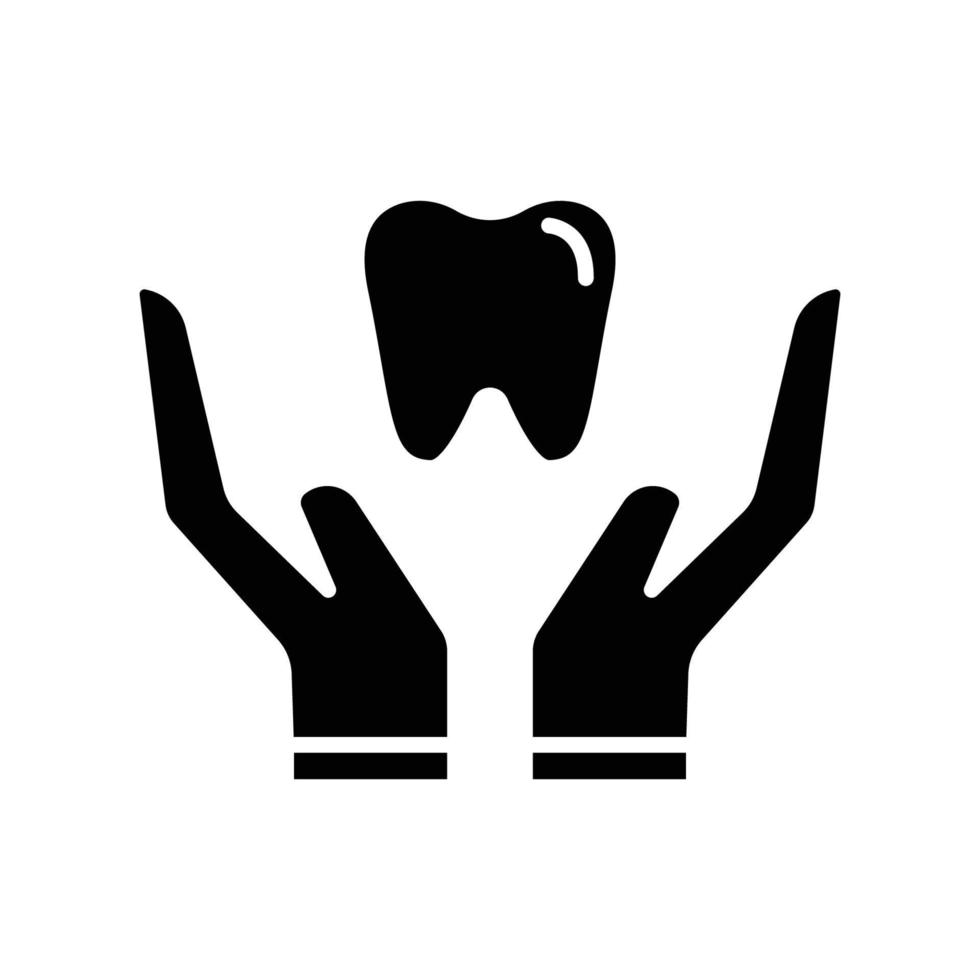 ilustración del icono de diente con la mano. estilo de icono de glifo. icono relacionado con la salud y la medicina. diseño vectorial simple editable vector