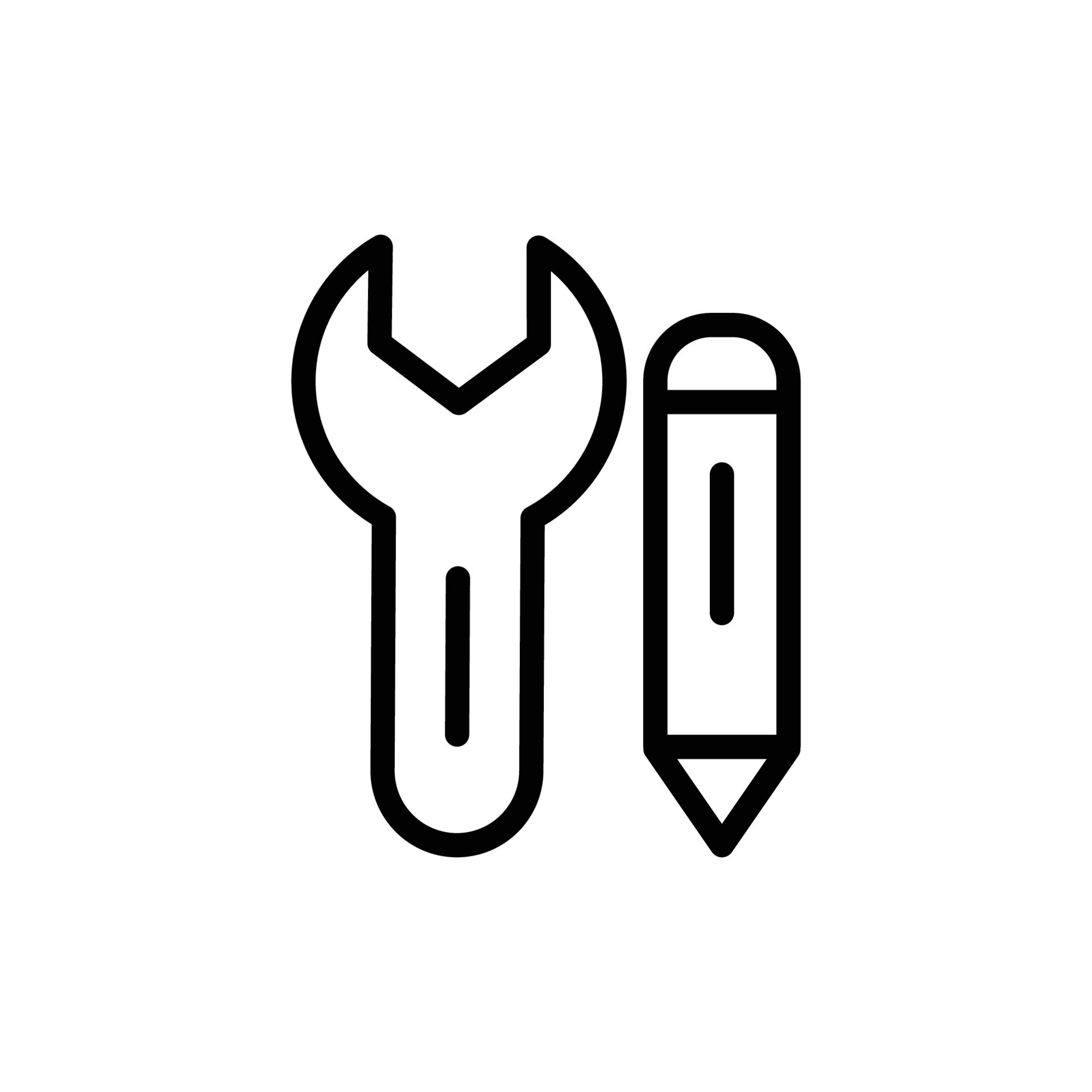 Wrench icon illustration with pencil. line icon style. icon related to