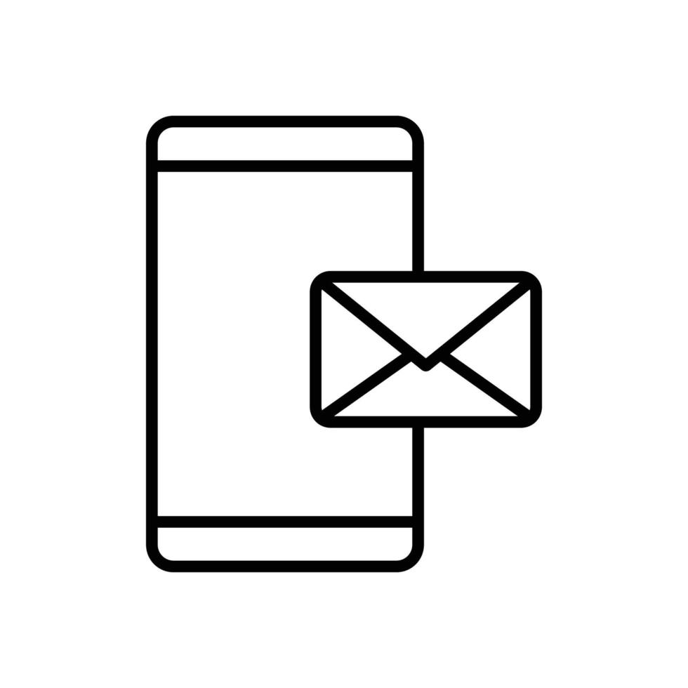 Mobile phone icon illustration with envelope. line icon style. suitable for apps, websites, mobile apps. icon related to message. Simple vector design editable