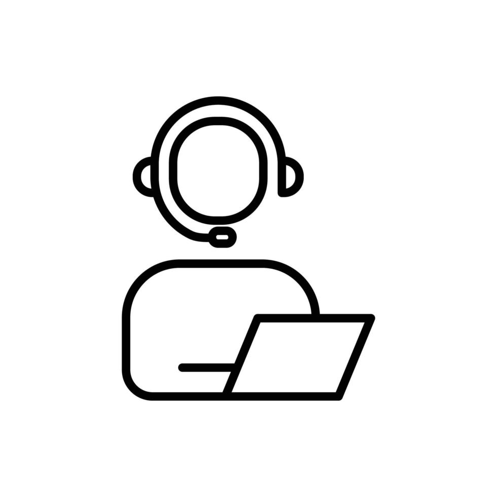 People icon illustration with headphone. line icon style. suitable for apps, websites, mobile apps. icon related to contact us. Simple vector design editable