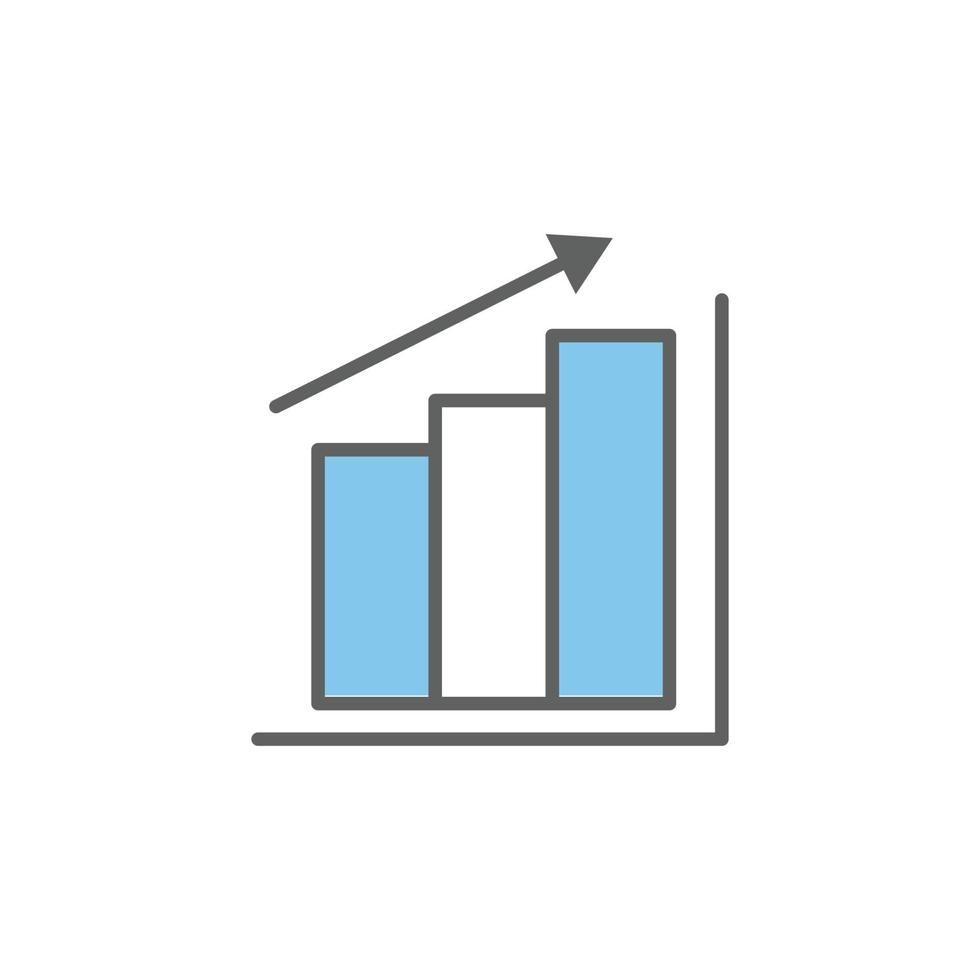 Graph icon illustration with up arrow. Financial chart growth. Two tone icon style. suitable for apps, websites, mobile apps. icon related to finance. Simple vector design editable