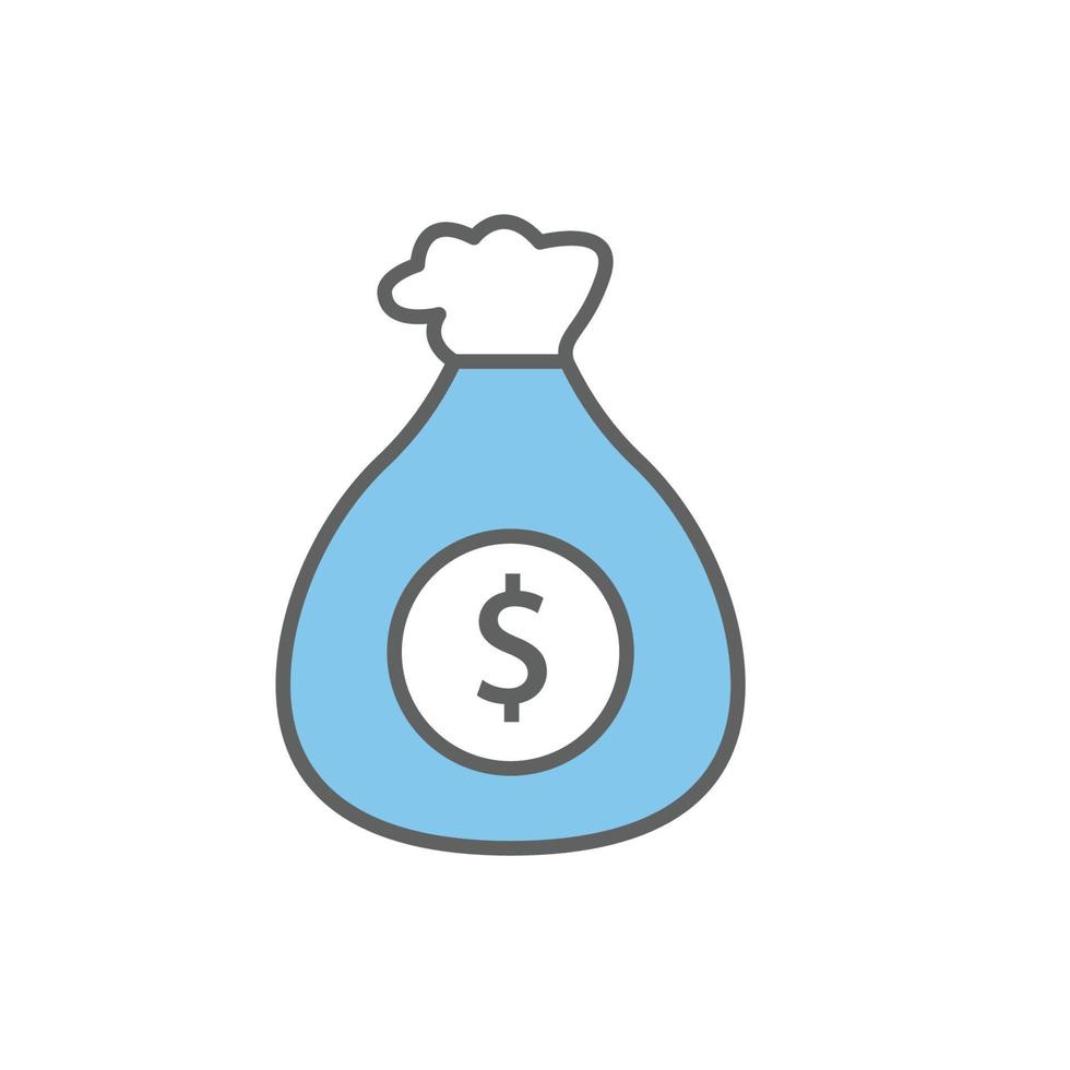 Money bag icon illustration with dollar. Investment symbol. Two tone icon style. suitable for apps, websites, mobile apps. icon related to finance. Simple vector design editable