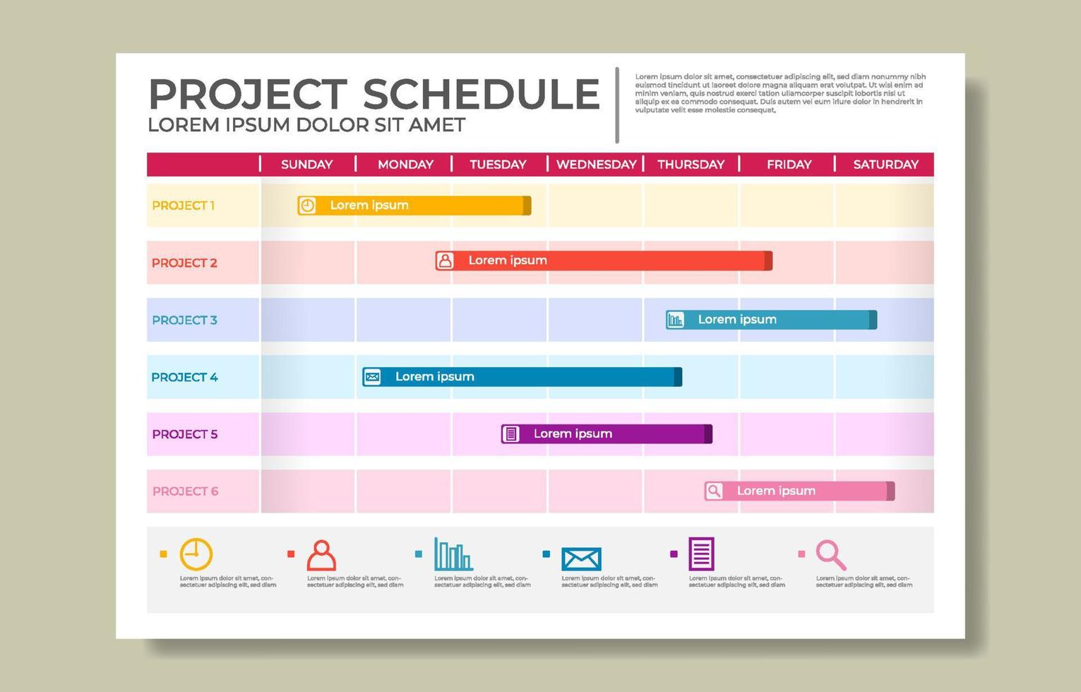 Weekly Timeline Template vector