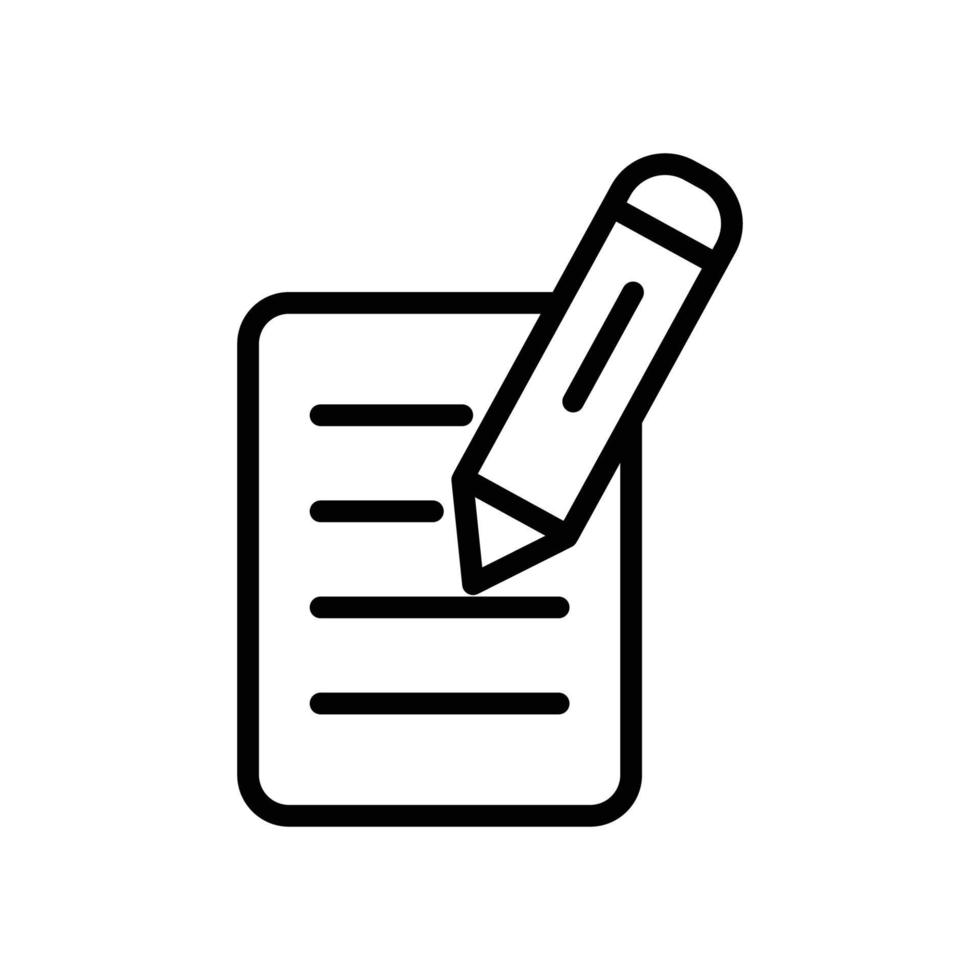 Pencil icon illustration with notes. suitable for contract icon. line icon style. icon related to construction. Simple vector design editable.