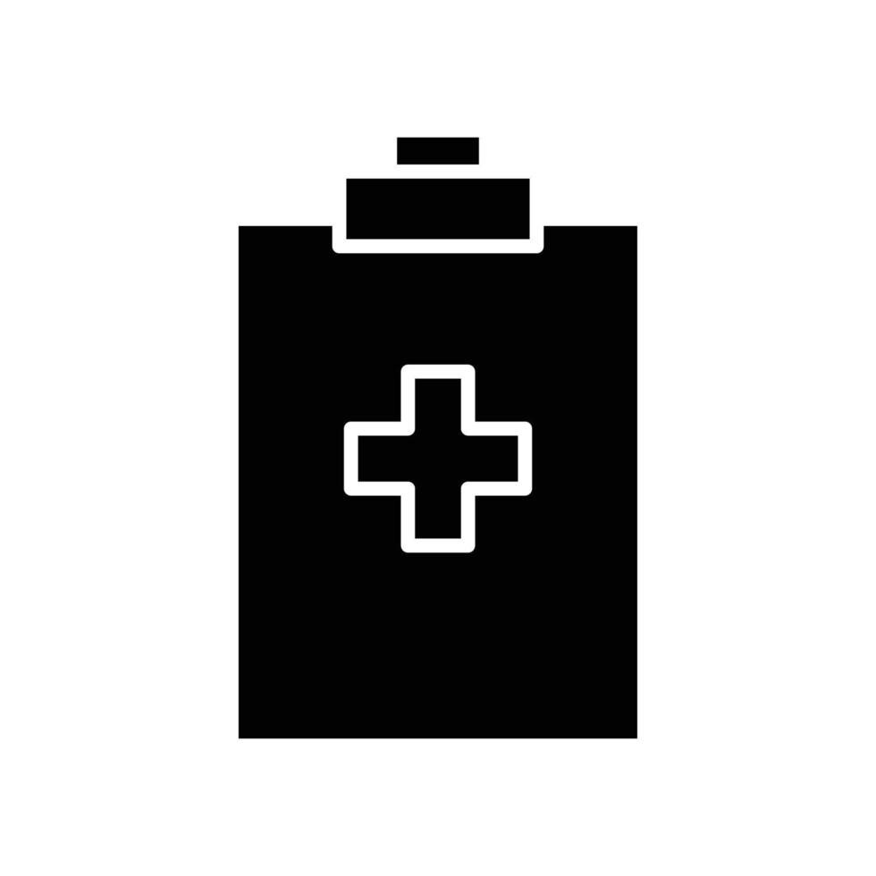Clipboard icon illustration with hospital plus sign. Glyph icon style. icon related to healthcare and medical. Simple vector design editable