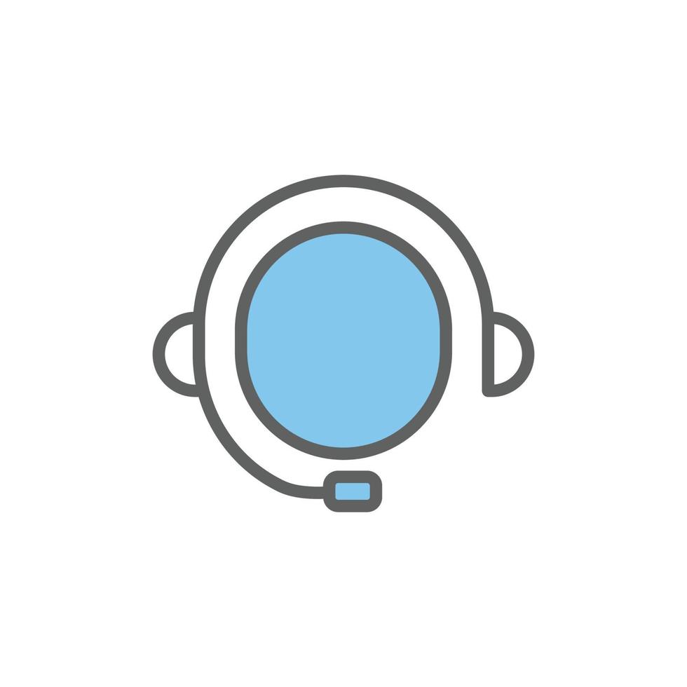 Colored head icon illustration with headphone. Two tone  icon style. suitable for apps, websites, mobile apps. icon related to contact us. Simple vector design editable