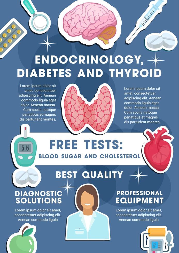 Vector poster for endocrinology medicine