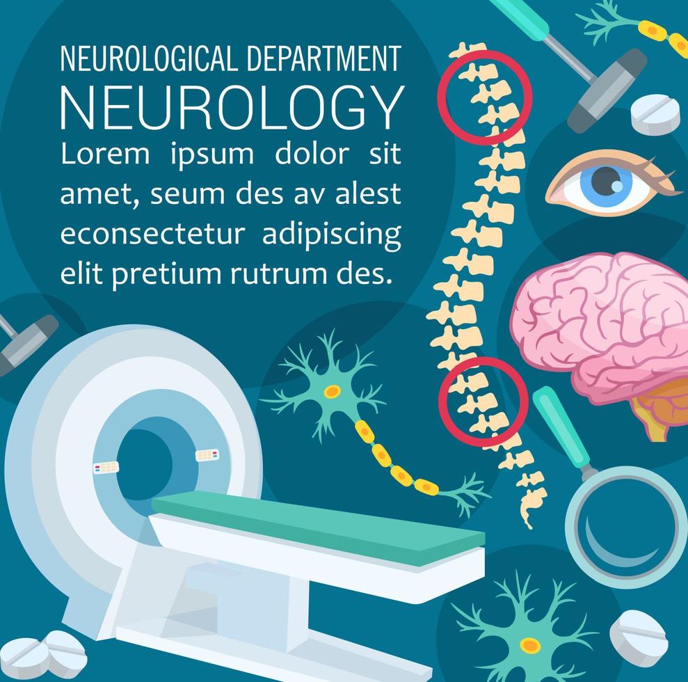 diseño de cartel de clínica de diagnóstico de enfermedades de neurología vector