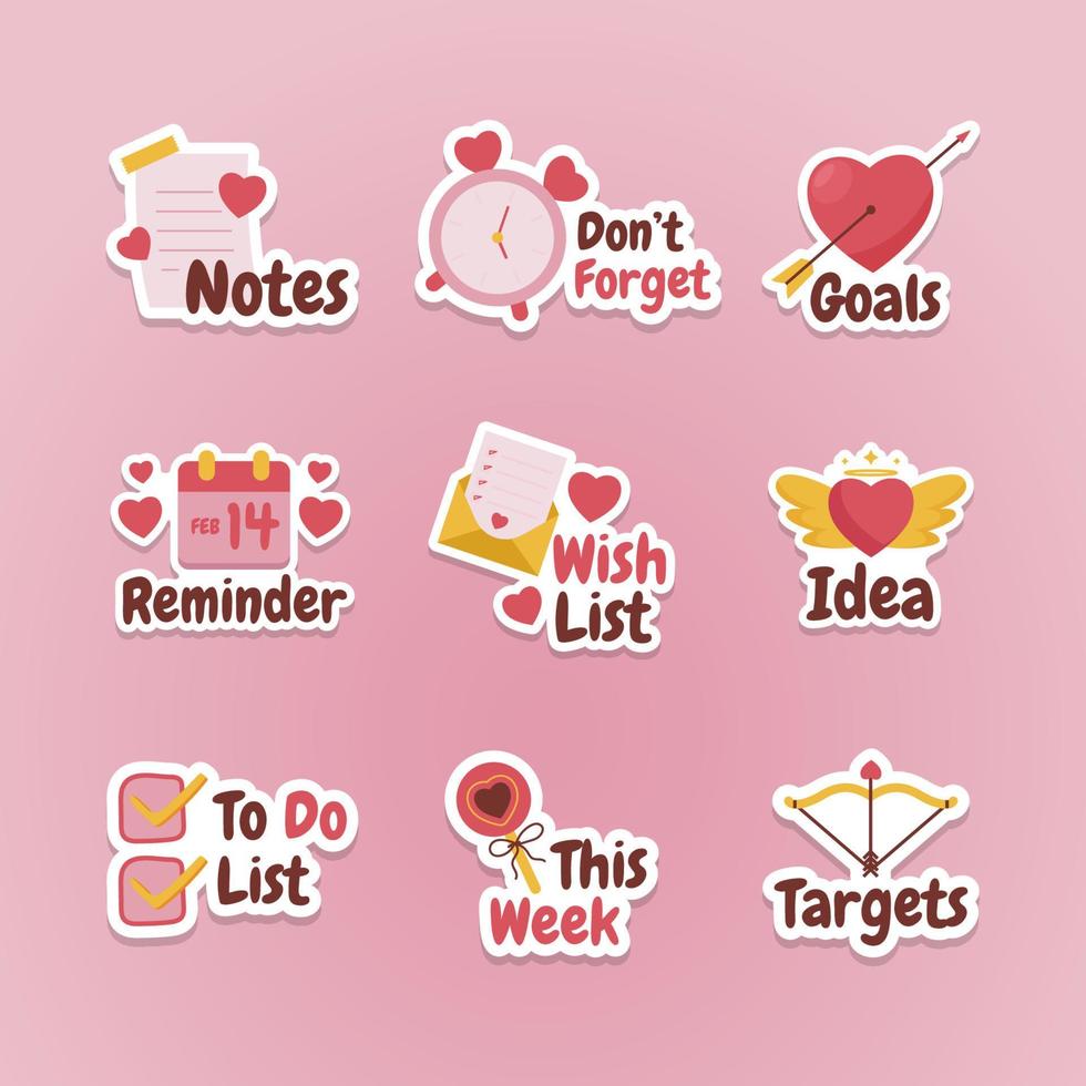 Valentine's Day Journal Stickers vector