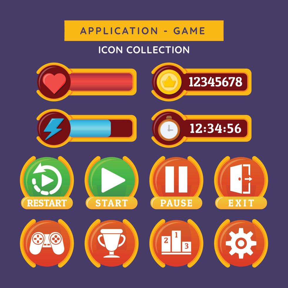 conjunto de iconos utilizados para crear juegos móviles vector