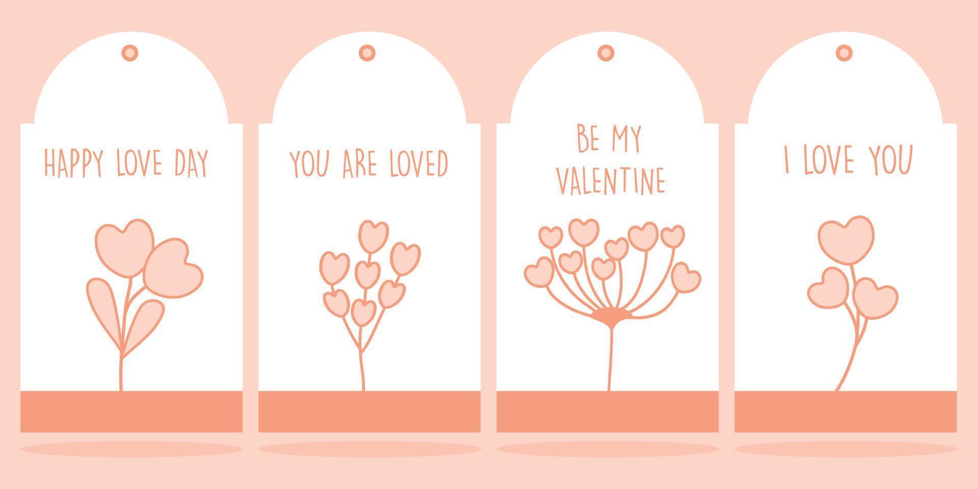 Set of Valentine's day tags for gift boxes, labels, sale shopping labels, banners and more vector