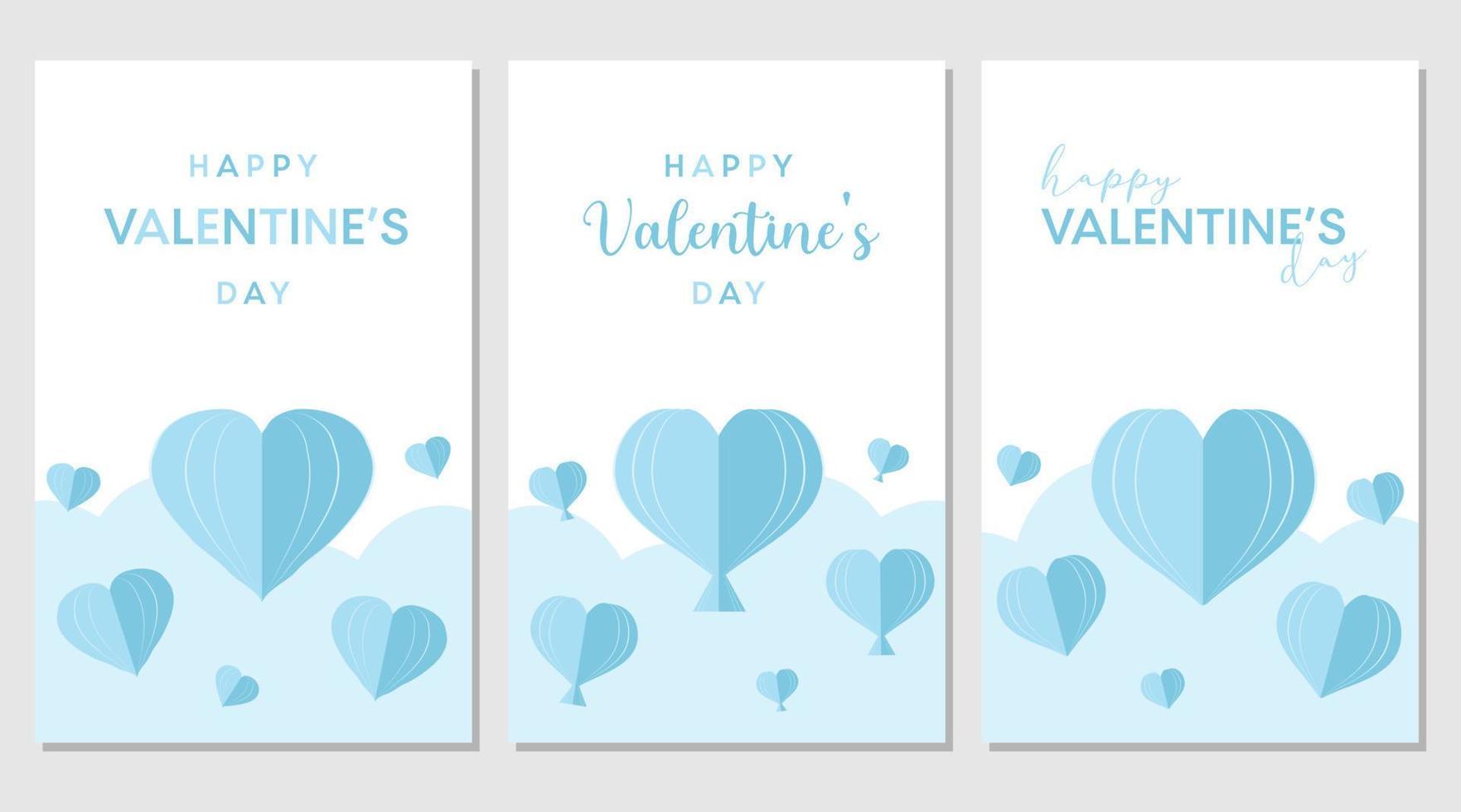 tarjeta de felicitación azul y blanca del día de san valentín, carteles. diseño para san valentín y boda. vector