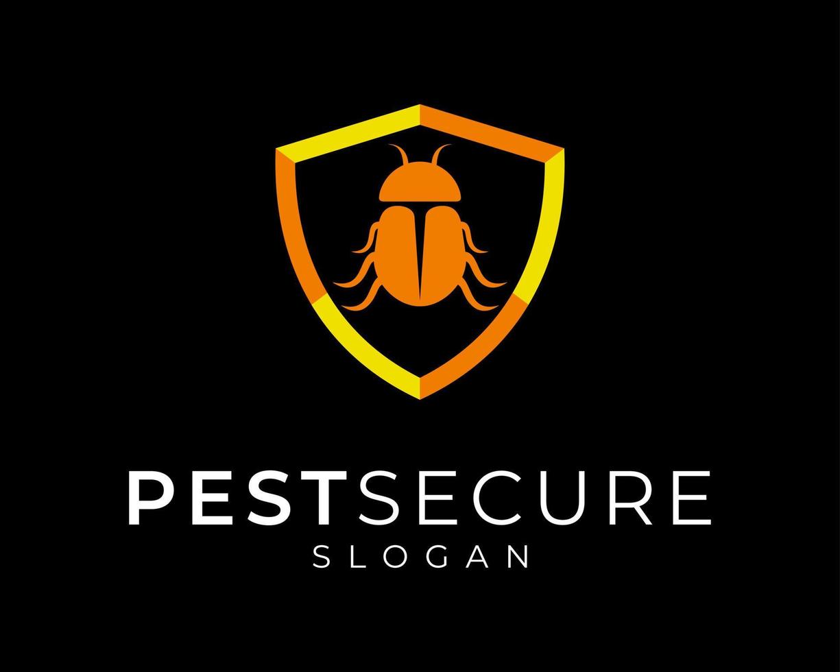 Pest Control Insect Bug Beetle Flea Mite Cockroach Protection Shield Safety Icon Vector Logo Design