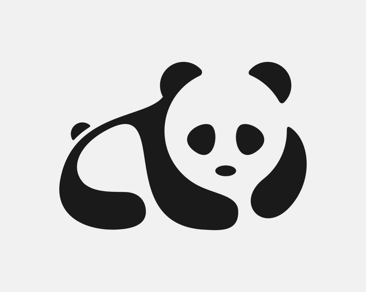 oso panda animal retrato silueta espacio negativo carácter simple mascota vector logo diseño