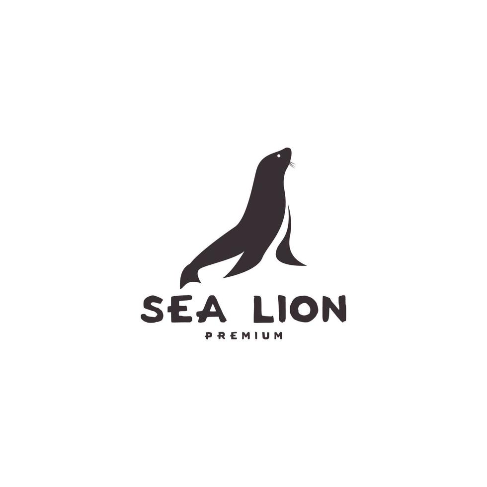silhouette of sea lion mammal logo design vector icon illustration