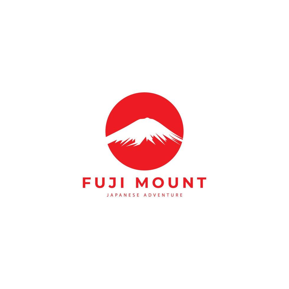 logo of mount fuji in japan with red moon design for brand,t-shirt,emblem vector