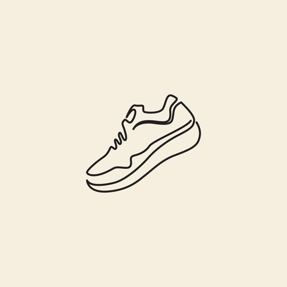 logotipo de zapatillas de deporte con diseño de ilustración de icono de vector de línea de estilo minimalista