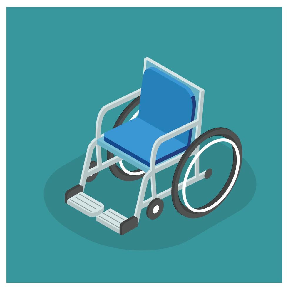3D isometric wheelchair for sick people.  Vector Isometric Illustration Suitable for Diagrams, Infographics, And Other Graphic assets