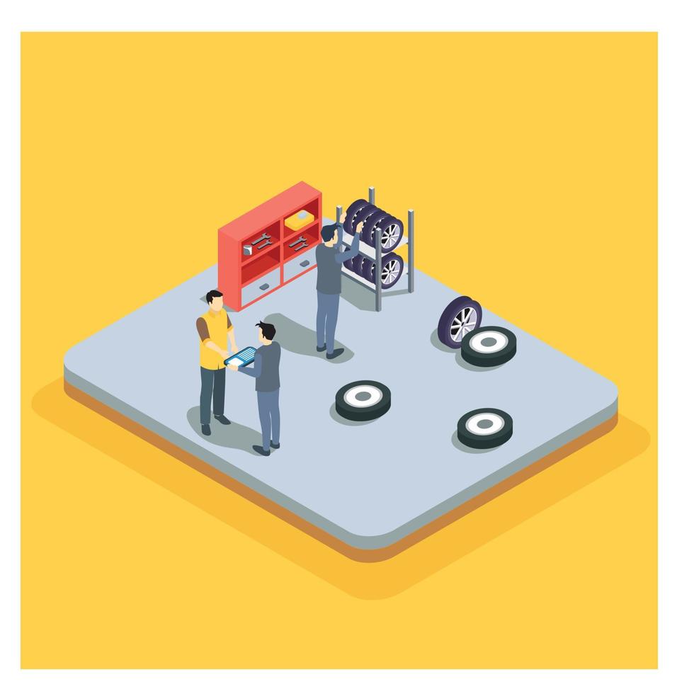 3D isometric Car repairing concept. Auto service online. Vector Isometric Illustration Suitable for Diagrams, Infographics, And Other Graphic assets