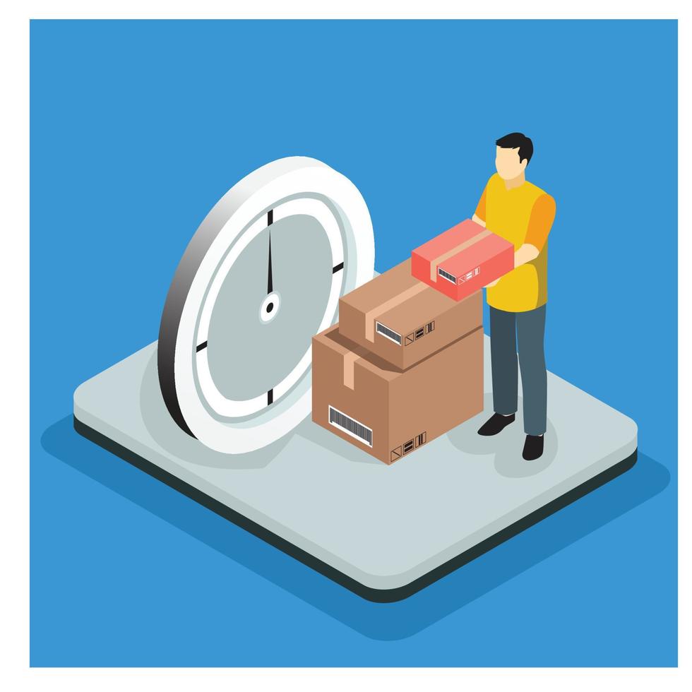 3D Isometric Fast delivery service concept. Vector Isometric Illustration Suitable for Diagrams, Infographics, And Other Graphic assets