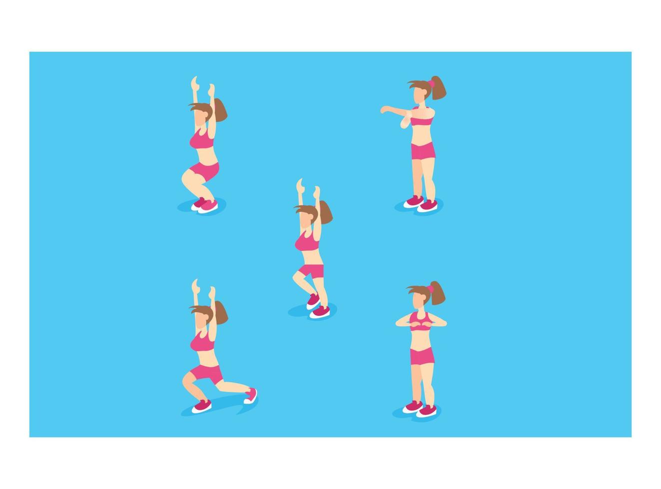 3D isometric illustration of warming movement before gymnastics vector