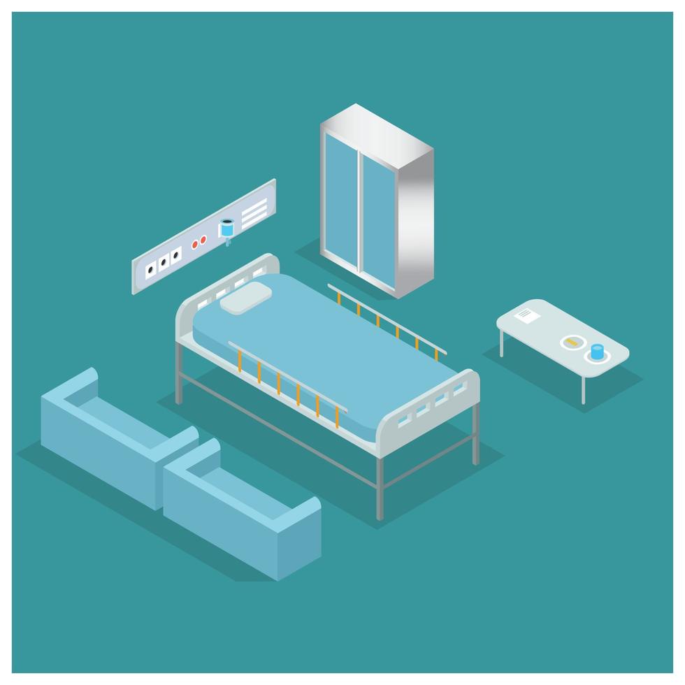 3D isometric patient care equipment tool .  Vector Isometric Illustration Suitable for Diagrams, Infographics, And Other Graphic assets