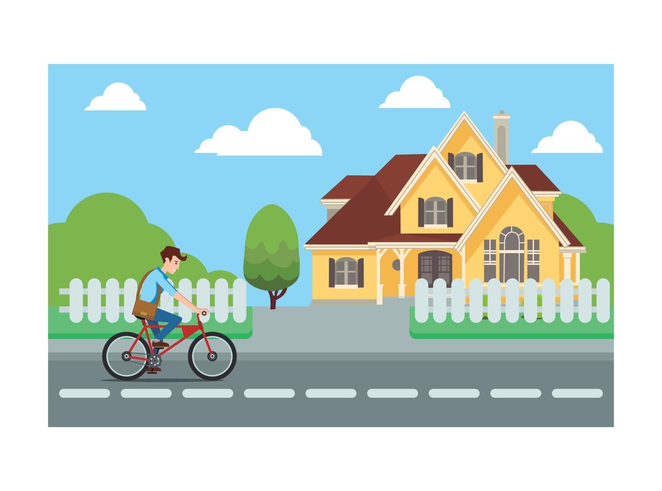 ilustración plana de andar en bicicleta con amigos en la carretera. ilustración vectorial adecuada para diagramas, infografías y otros recursos gráficos vector