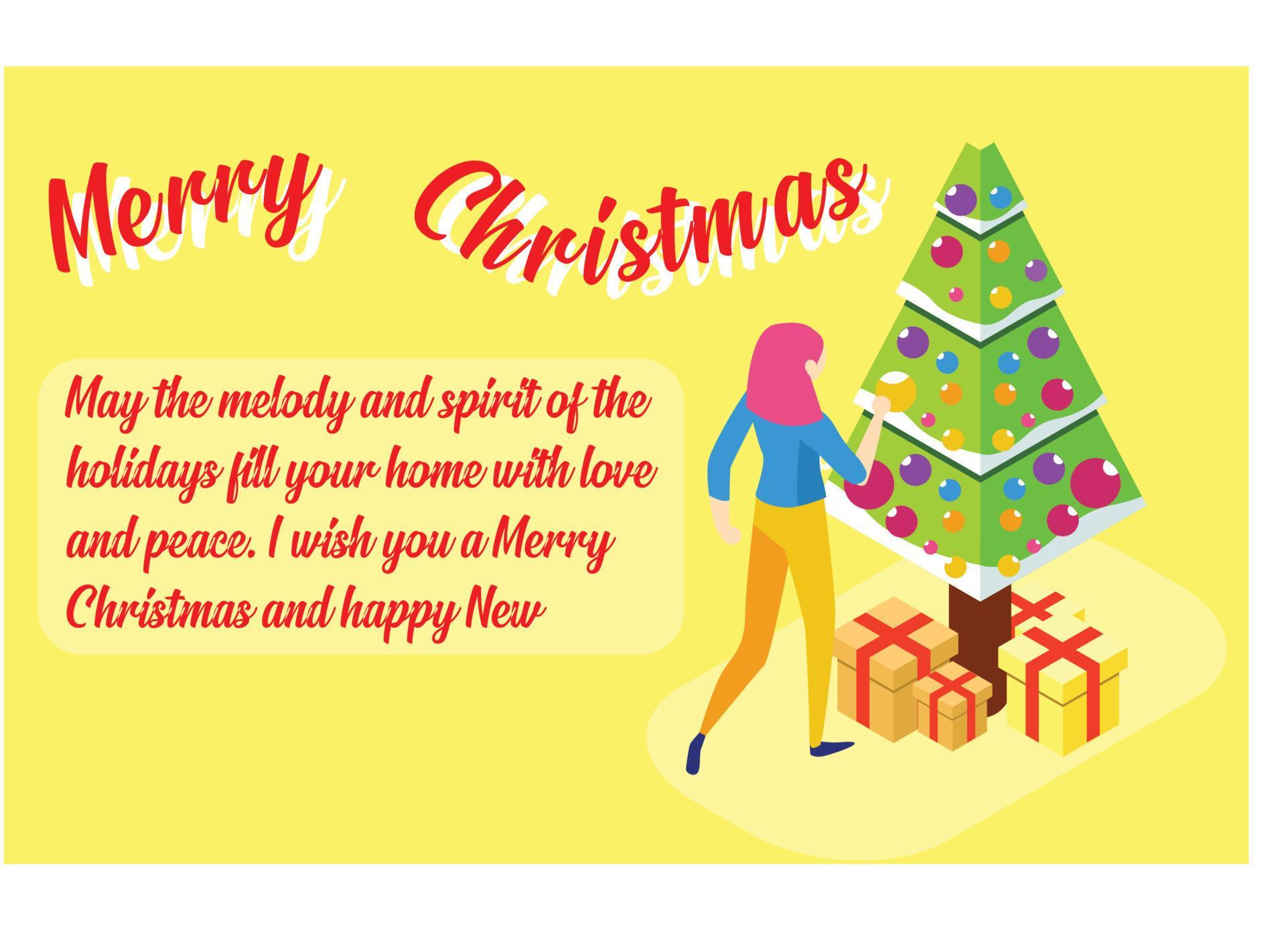 Merry Christmas greeting cards for family, lover and friends. Vector