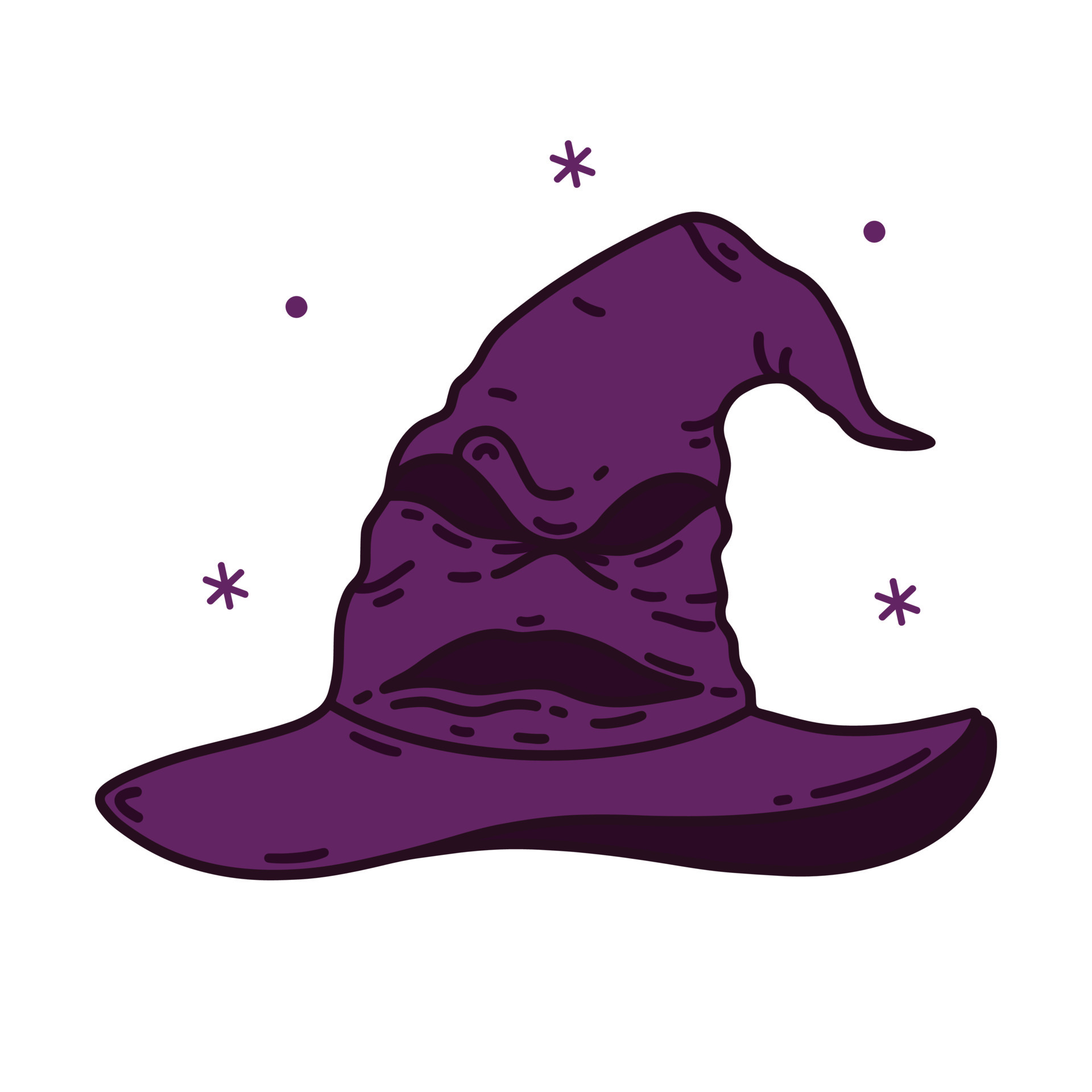 Sorting hat vector icon. Talking headdress. Hand drawn illustration