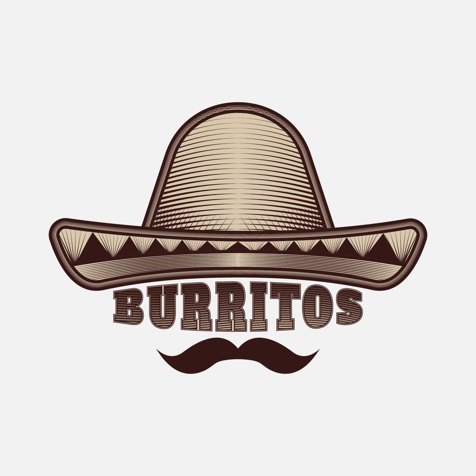 diseño de logotipo de vector de burritos de sombrero de vaquero