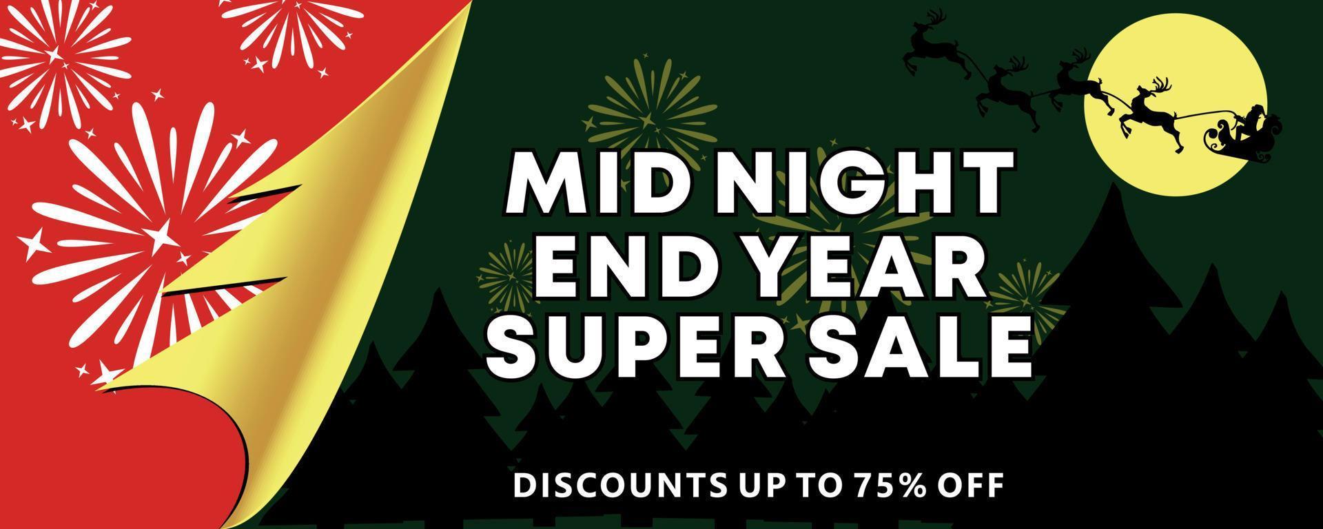 Midnight End Year Sale Banner vector