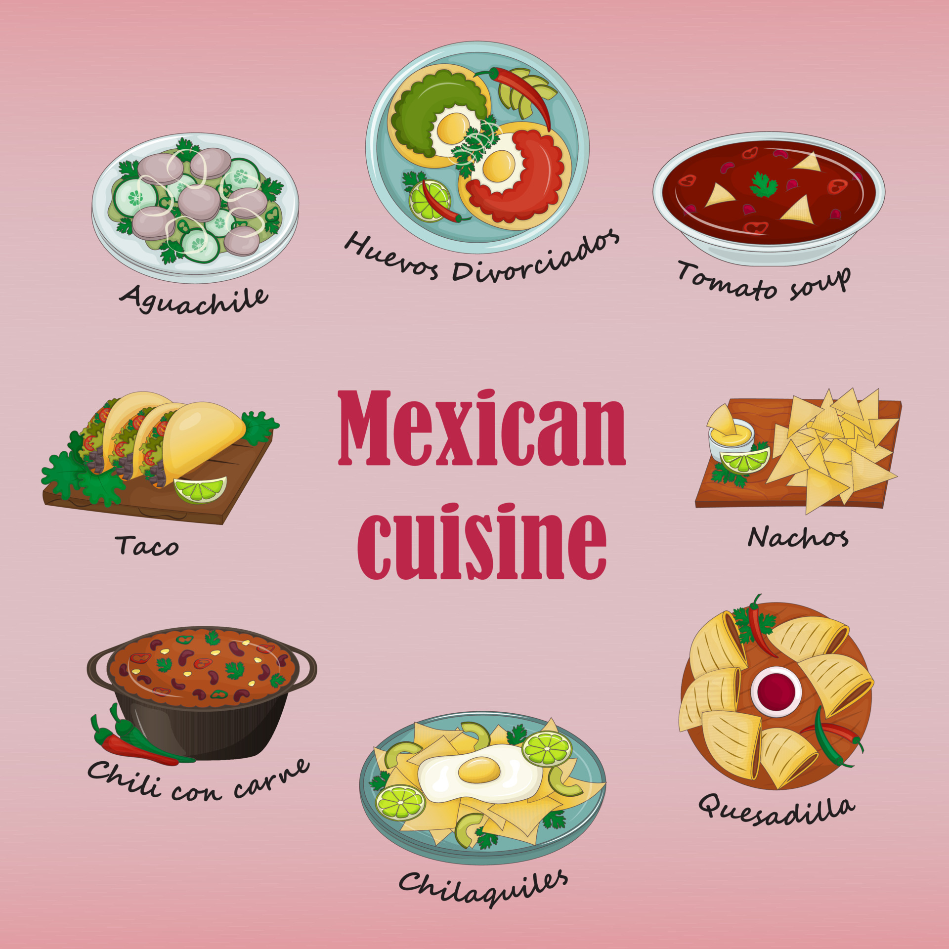 Juego De Platos Mexicanos Sobre Fondo Rosa Cultura Tradicional juego-de-platos-mexicanos-sobre-fondo-rosa-cultura-tradicional