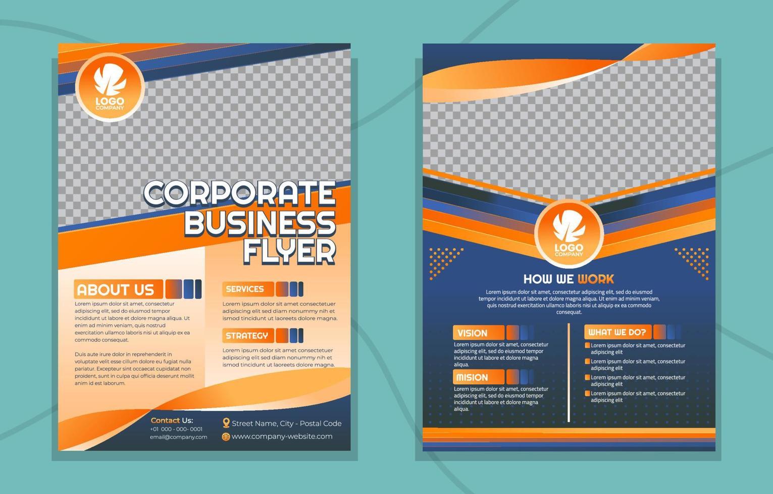 folleto corporativo en degradado naranja y azul vector