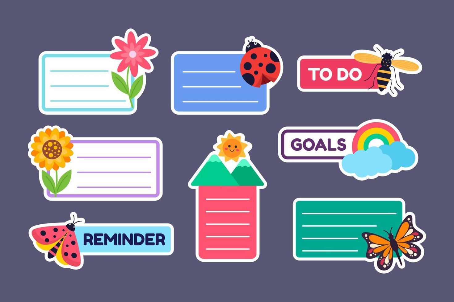 Journal or Note Labels with Spring Elements vector