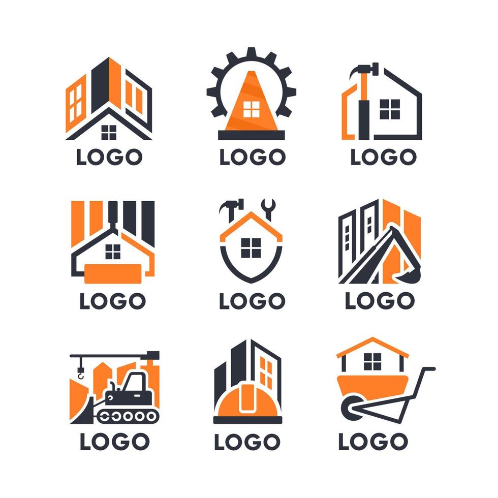 Constructon Company Logo Collection Set vector