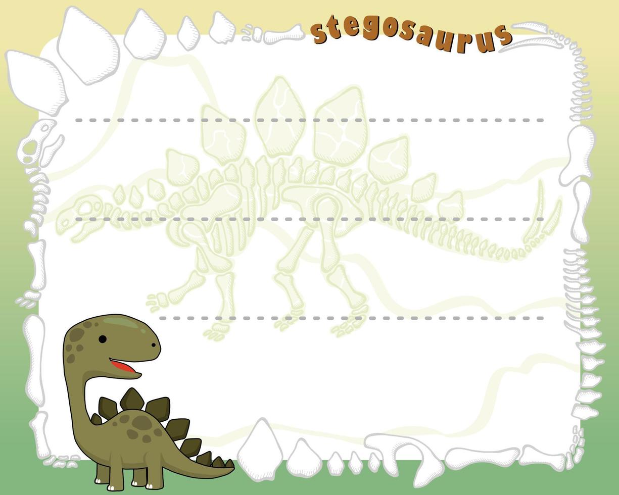 borde de marco de dibujos animados de dinosaurios vectoriales para  plantilla de tarjeta de invitación de fiesta infantil 16124048 Vector en  Vecteezy